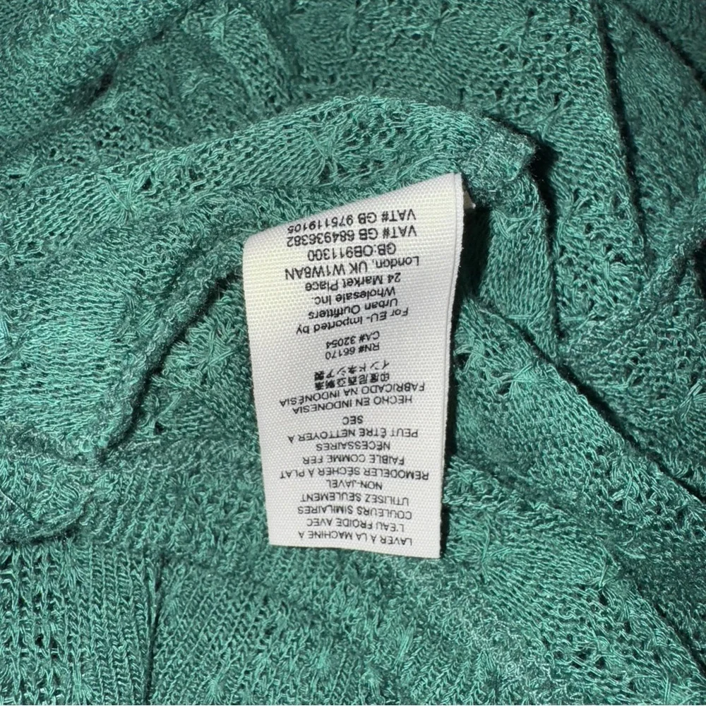 Free People Knit Pointelle Sweater Top Green V-Neck sz M